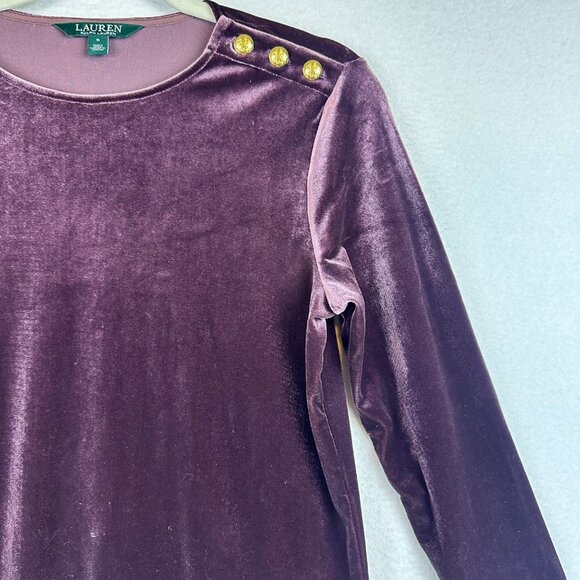 Ralph Lauren Purple Velvet Top Size S Goth Vampira Office Boho Resortwear - Picture 4 of 11